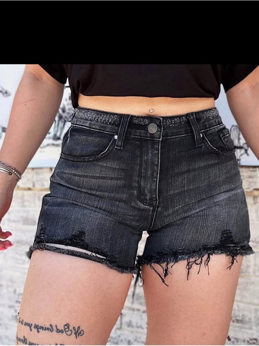 High-Waist Black Denim Cutoff Shorts
